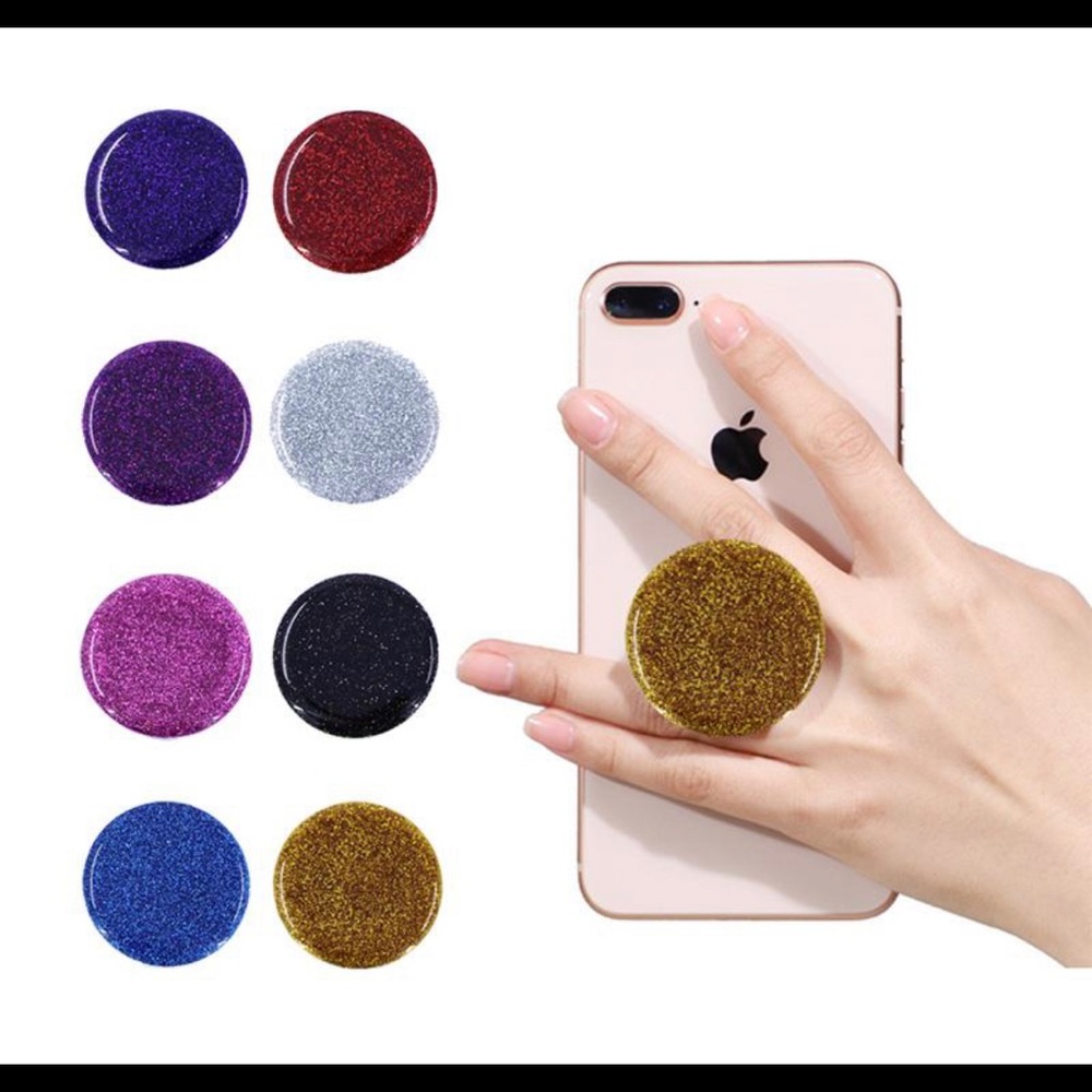 🤍 2pcsGlitter Phone Holder Stand Grip Silver 2pcs